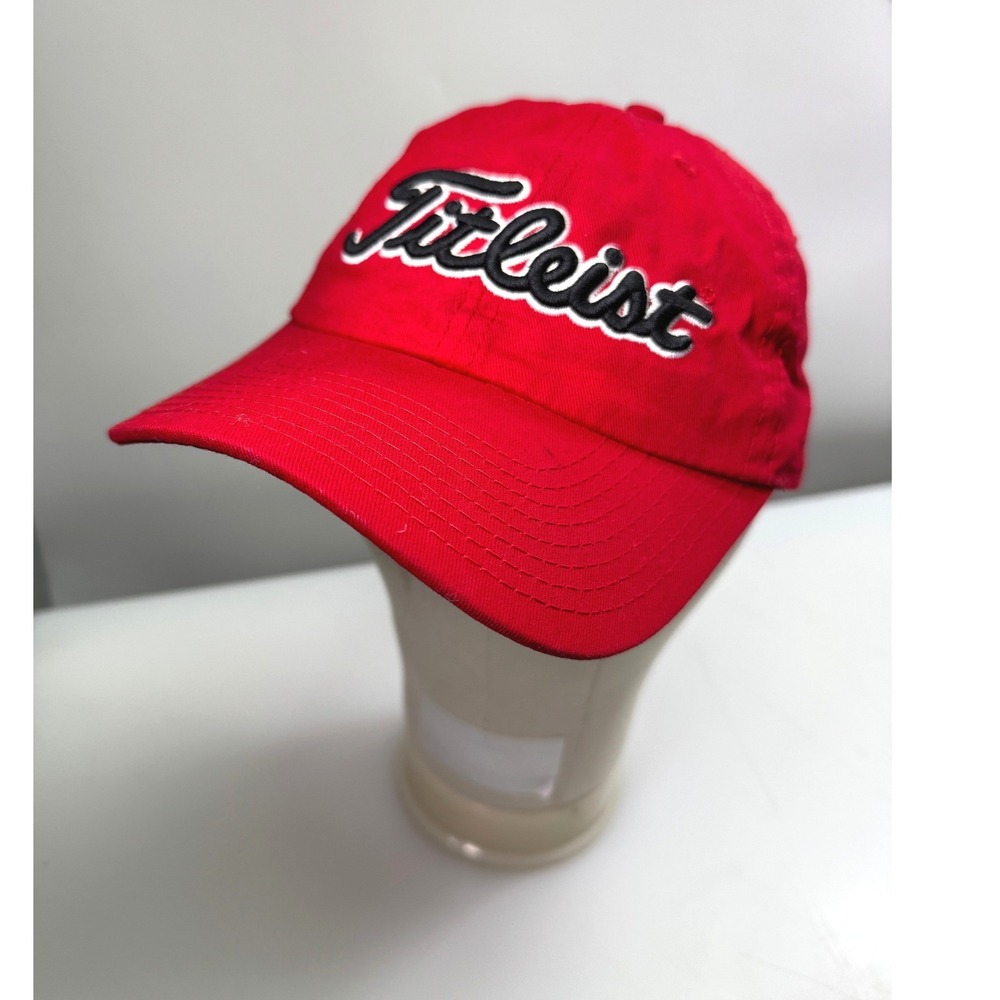 Titleist Golf‎ Hat Mens OSFA Red FordDirect Logo Adjustable Strap Cotton Dad Cap